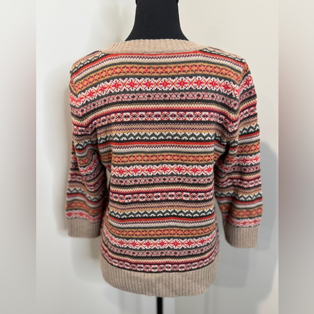 Talbots Fair Isle Cardigan Large Wool Blend Cottagecore Cozy Sweater - Picture 4 of 10